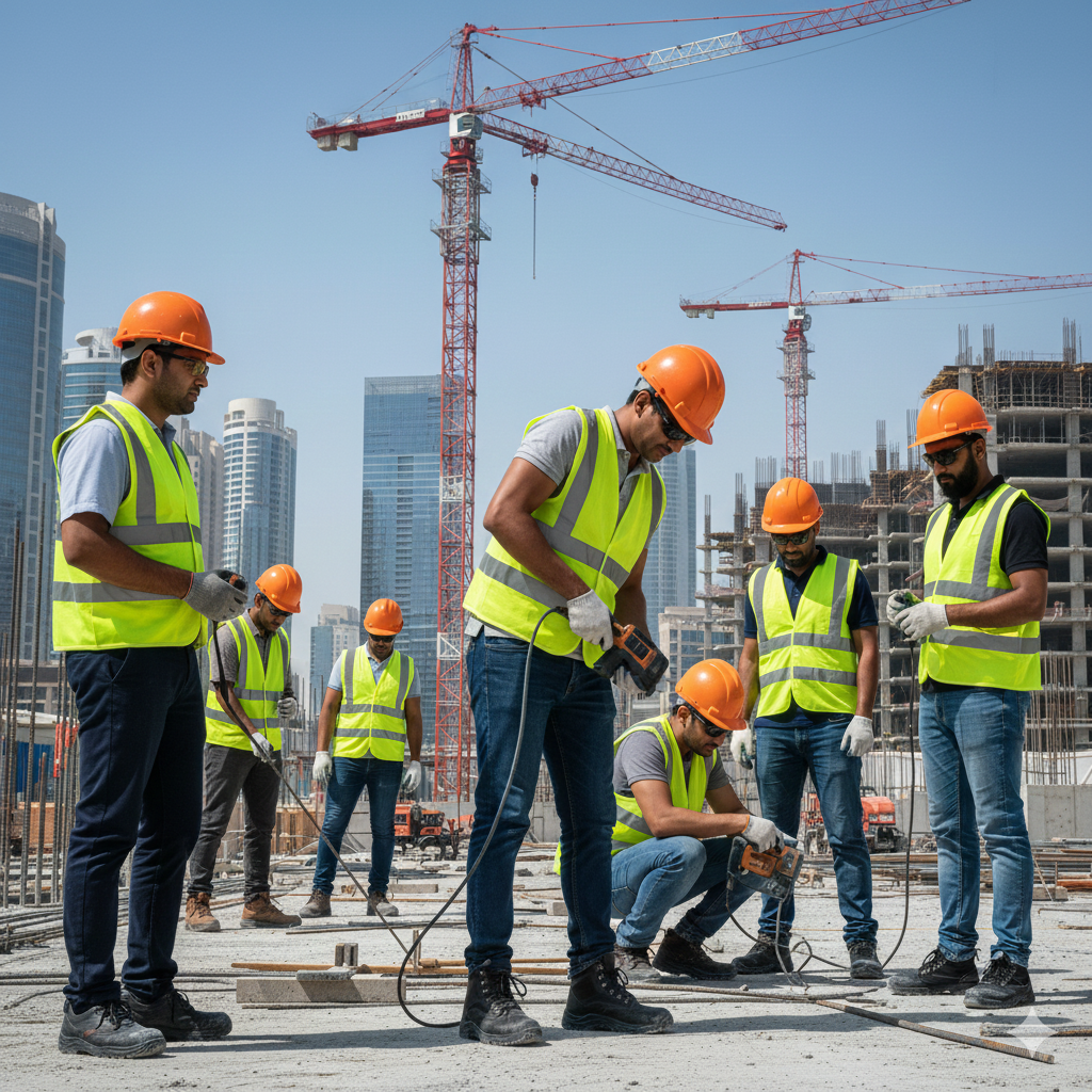 alt="Construction Jobs UAE workers at a construction site in UAE wearing safety gear"