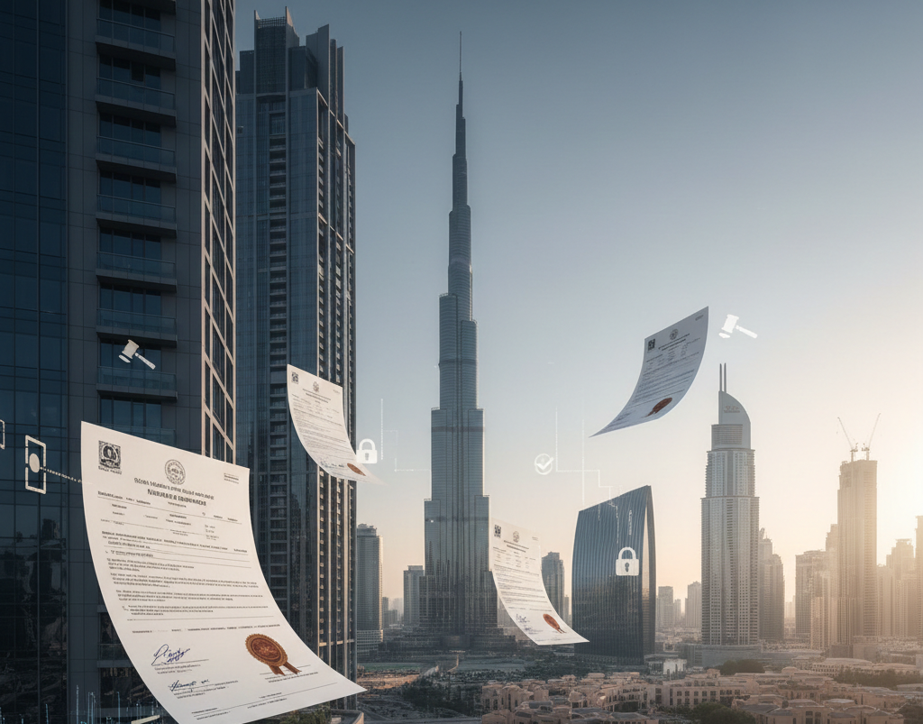 Dubai trade license illustration showing business setup and licensing process