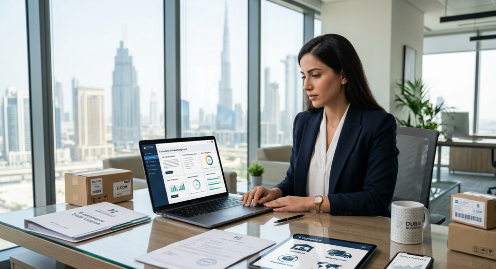 Founder comparing UAE ecommerce freezone options for an online business setup in Dubai