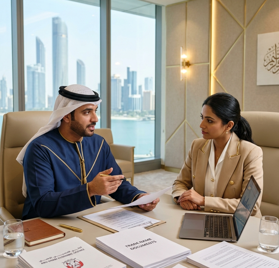 Abu Dhabi business setup documents and trade license papers